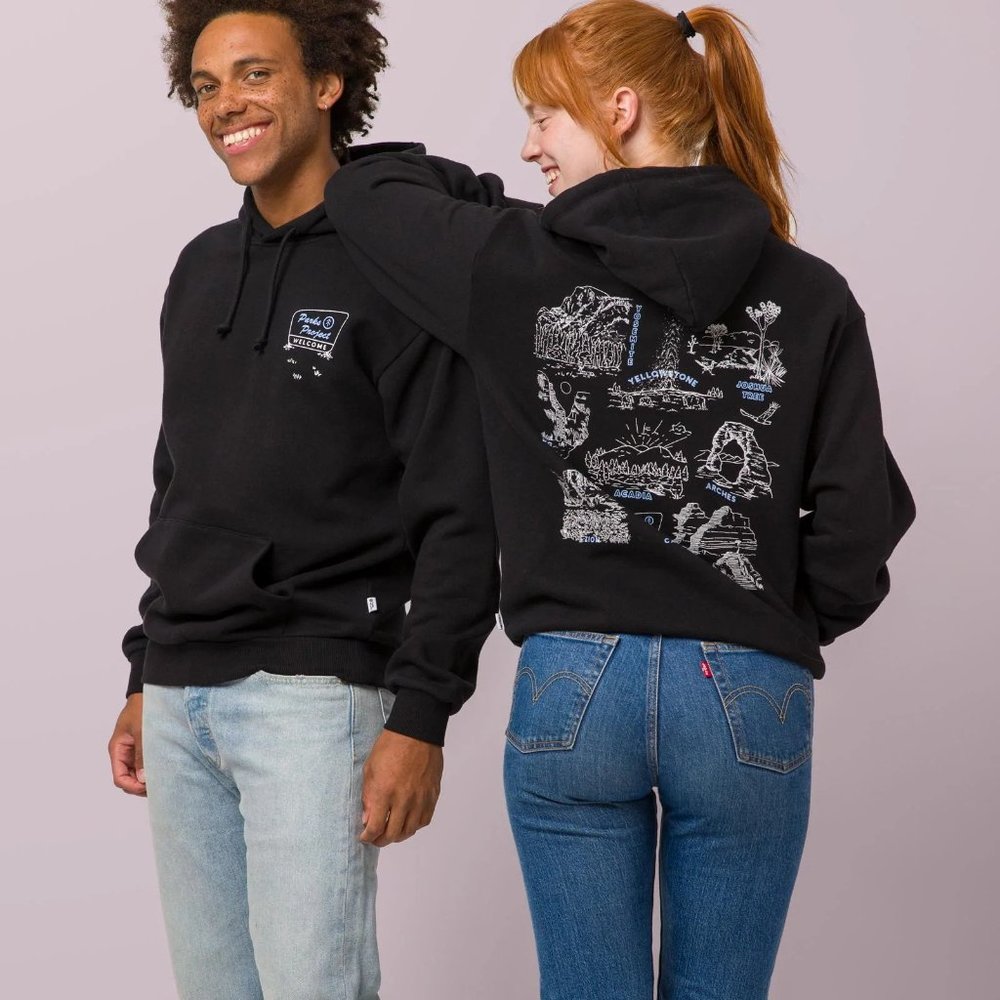 Parks Project National Park Black Welcome Hoodie, Size Small
